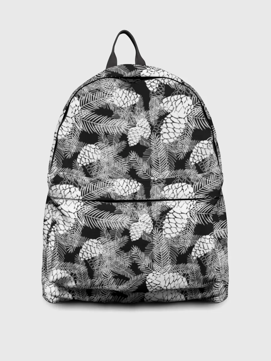 Рюкзак джинсовый / Черно-белый узор шишки