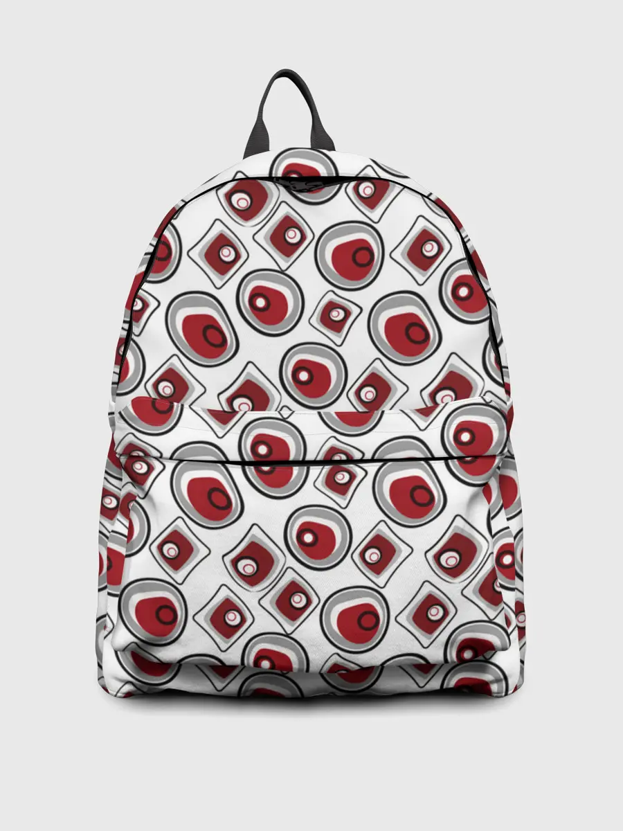 Рюкзак джинсовый / Красно черный узор на белом