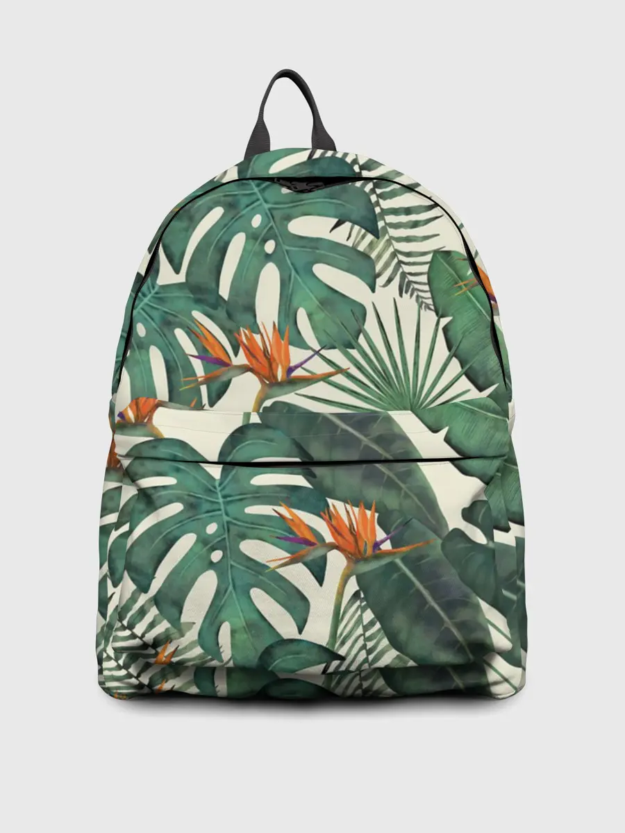 Рюкзак джинсовый / Тропический паттерн