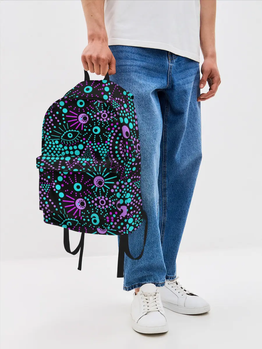 Рюкзак джинсовый / Яркий абстрактный узор