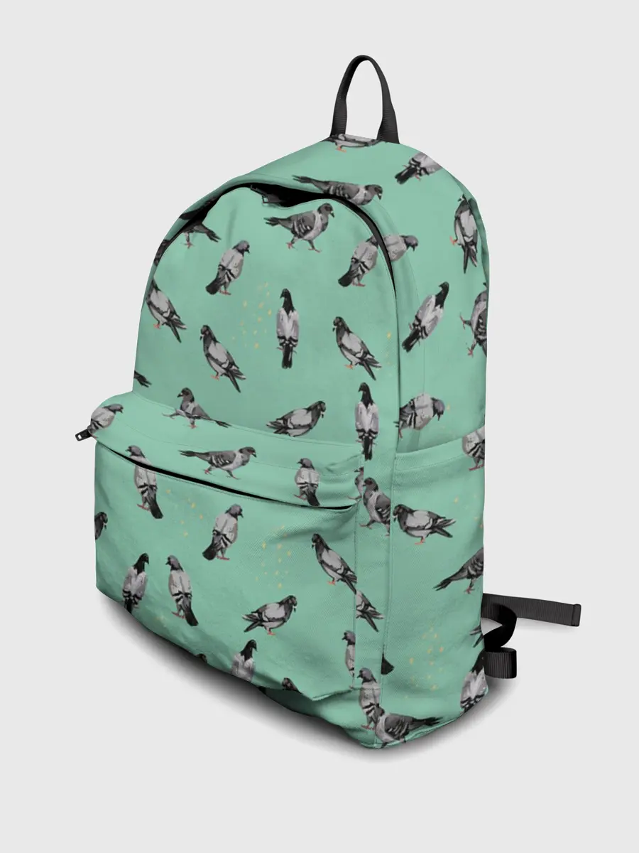 Рюкзак джинсовый / Голуби на зеленом