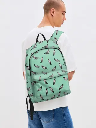 Рюкзак джинсовый / Голуби на зеленом