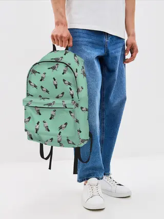 Рюкзак джинсовый / Голуби на зеленом