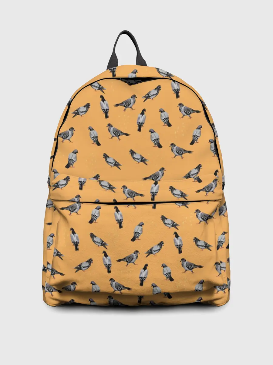 Рюкзак джинсовый / Голуби паттерн на желтом