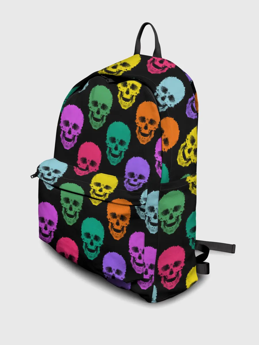 Рюкзак джинсовый / Разноцветные черепа . Готика
