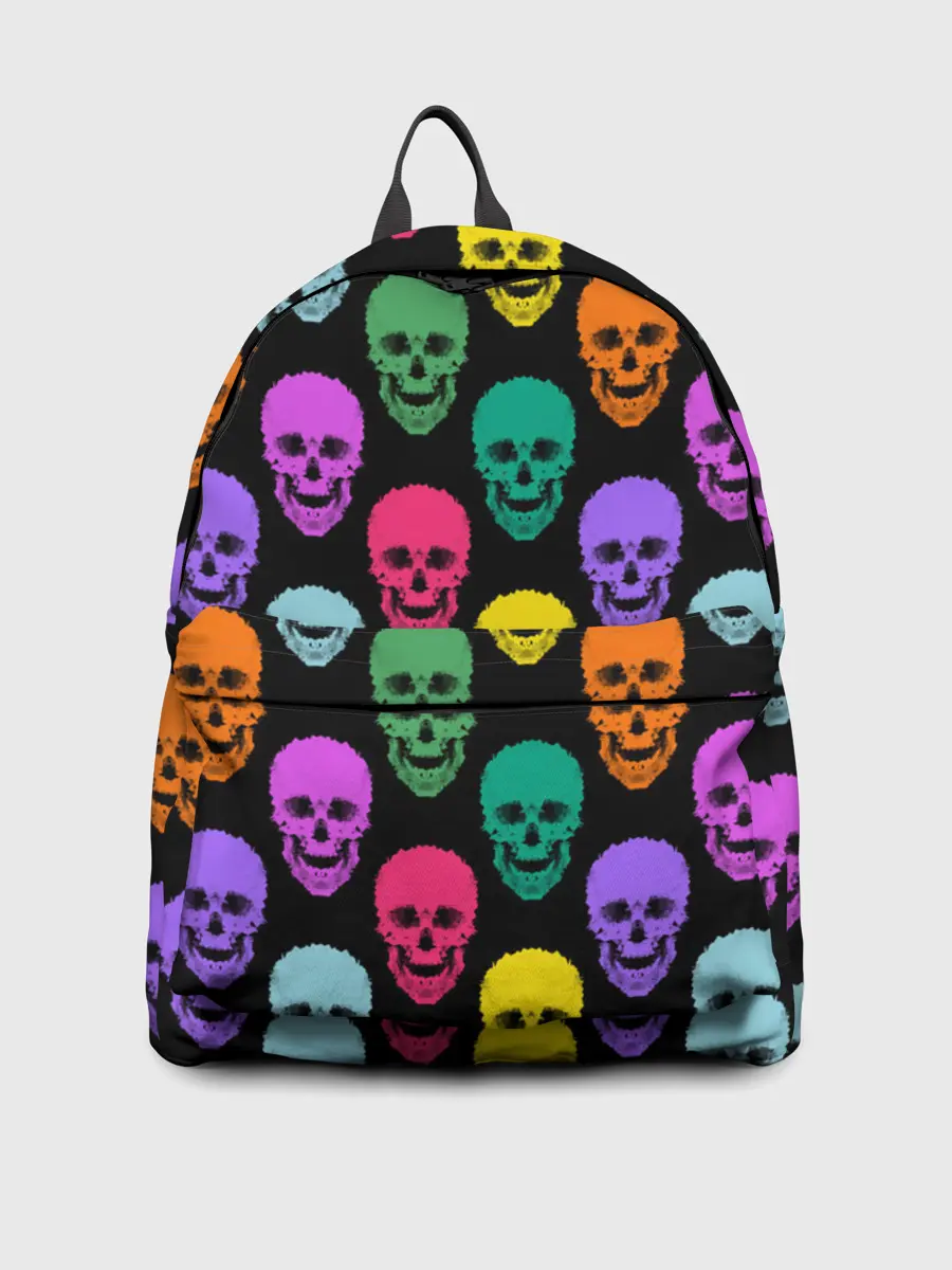 Рюкзак джинсовый / Разноцветные черепа . Готика