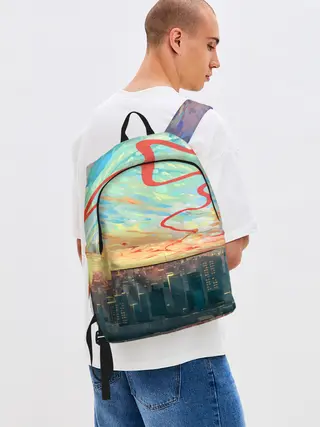 Рюкзак джинсовый / Токио красками