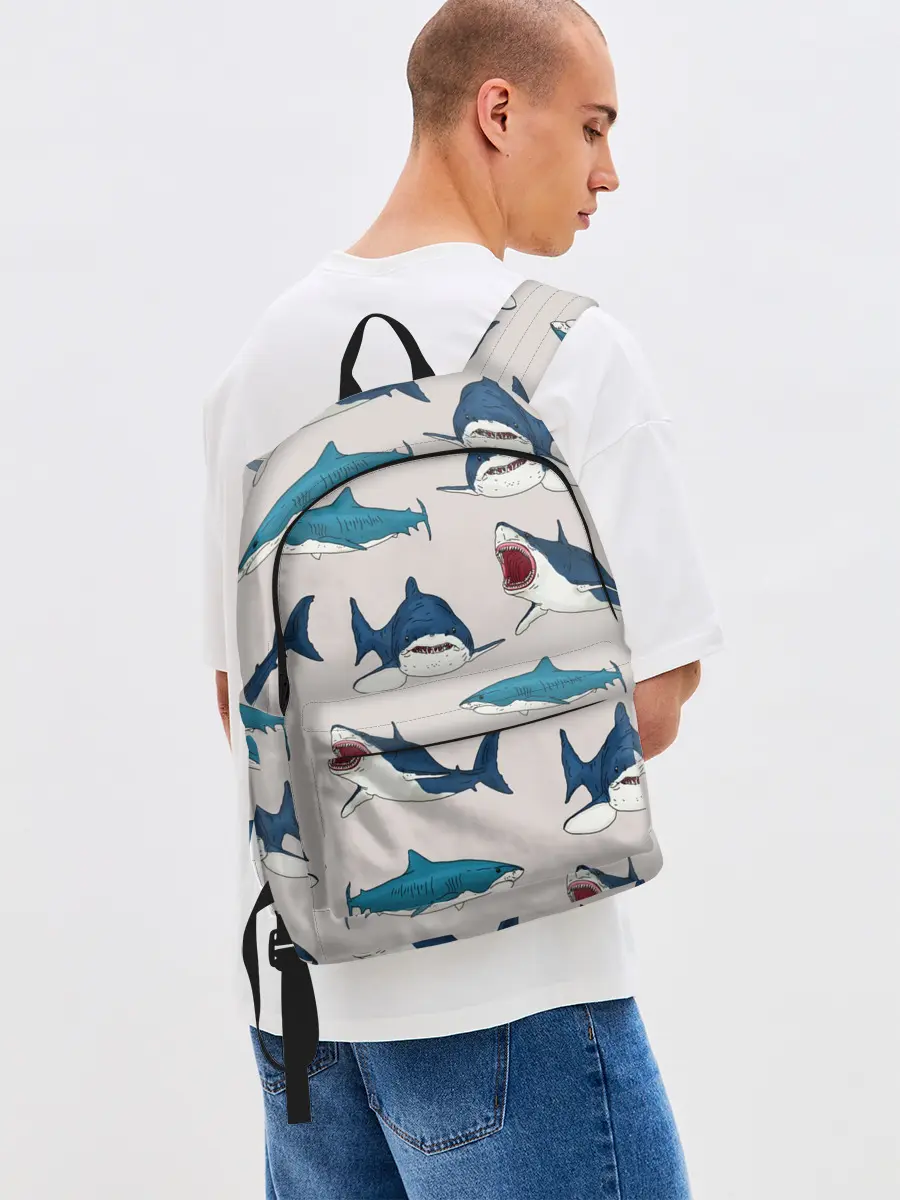 Рюкзак джинсовый / Кровожадные акулы паттерн