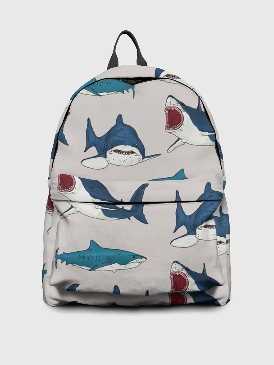 Рюкзак джинсовый / Кровожадные акулы паттерн