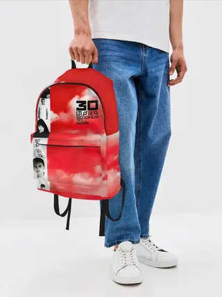 Рюкзак джинсовый / 30 Seconds to Mars красное небо
