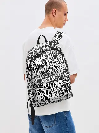 Рюкзак джинсовый / Graffiti white on black