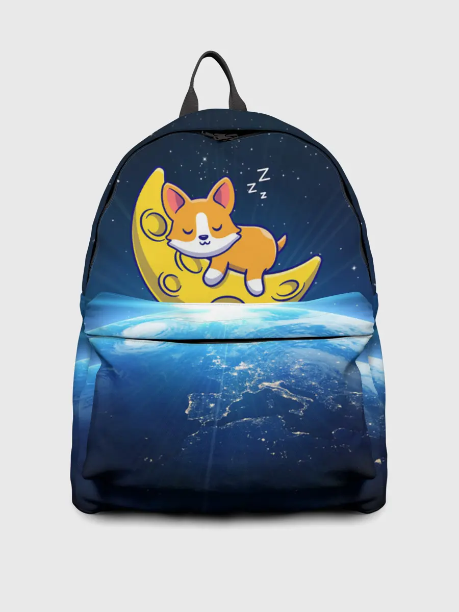 Рюкзак джинсовый / Лунный корги | Space Corgi