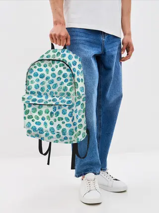 Рюкзак джинсовый / Драгоценные зеленые камешки