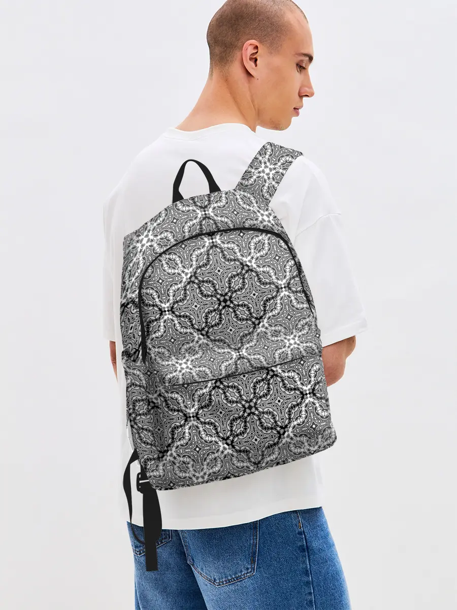 Рюкзак джинсовый / Черно-белый орнамент