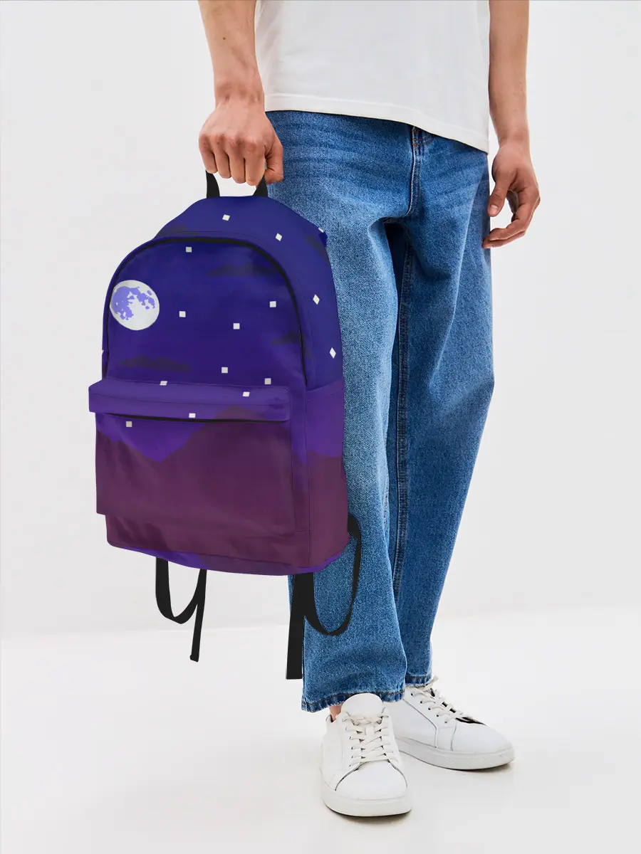 Рюкзак джинсовый / Пиксельная ночь | 8 bit