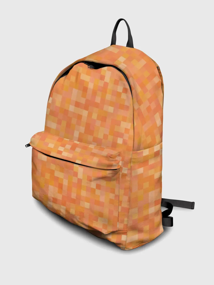 Рюкзак джинсовый / Оранжевая пиксель абстракция