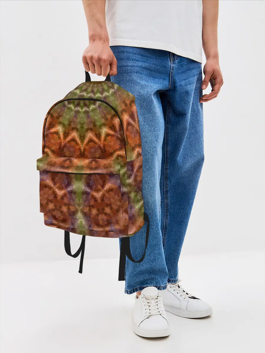 Рюкзак джинсовый / Оранжево-оливковый калейдоскоп