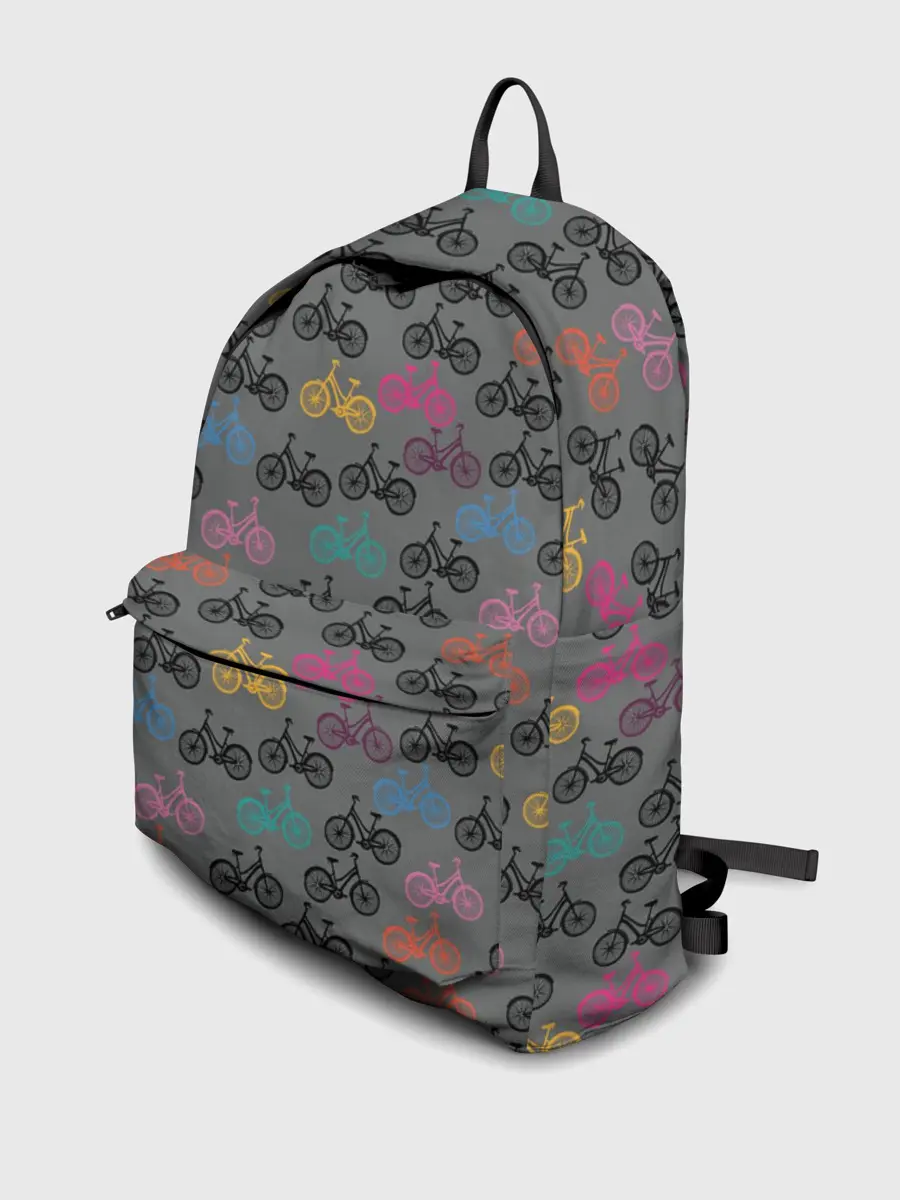 Рюкзак джинсовый / Цветные велосипеды паттерн