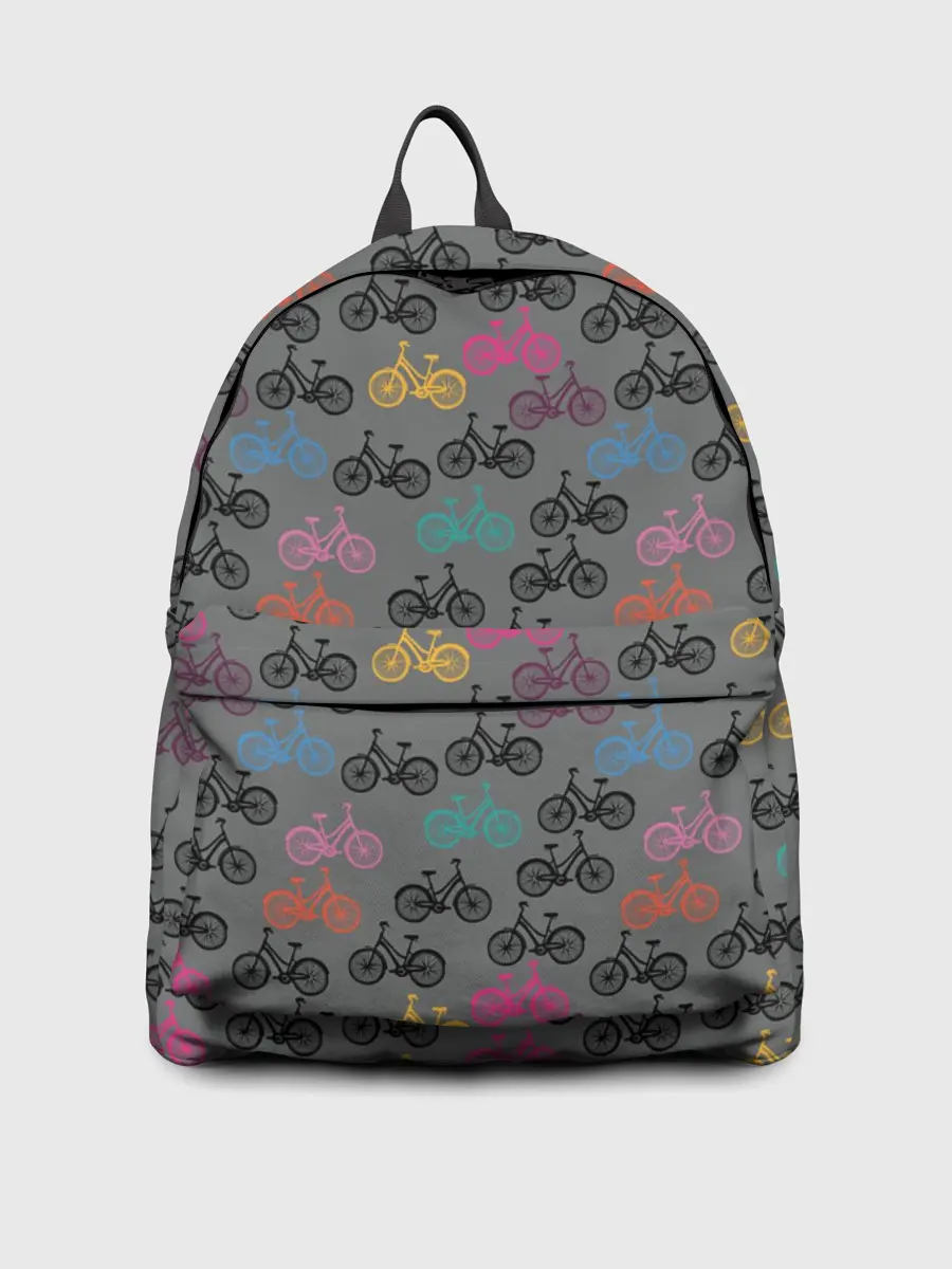 Рюкзак джинсовый / Цветные велосипеды паттерн