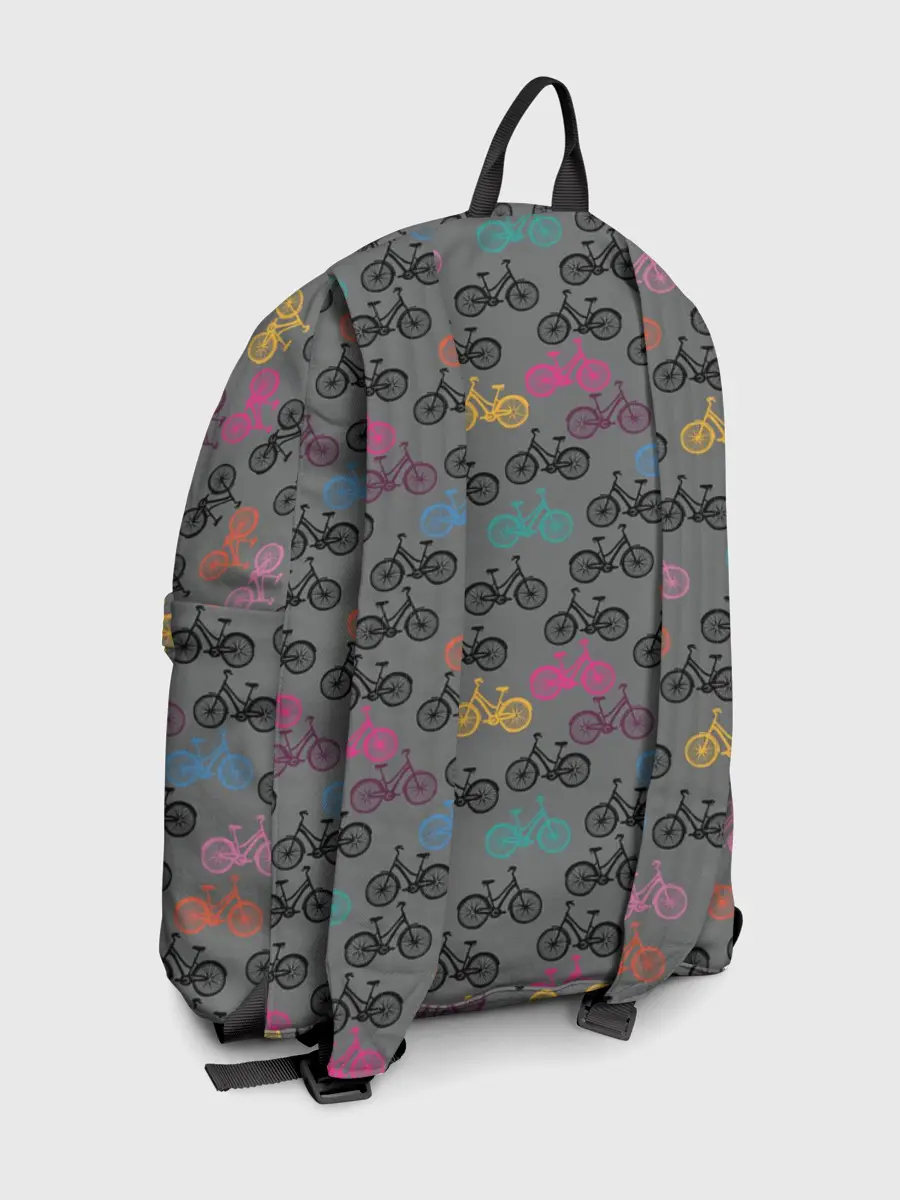 Рюкзак джинсовый / Цветные велосипеды паттерн