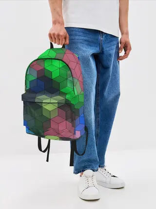 Рюкзак джинсовый / Разноцветный геометрический уз