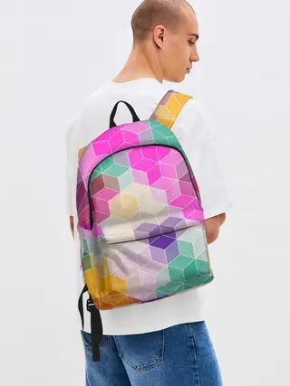 Рюкзак джинсовый / Абстрактный разноцветный узор