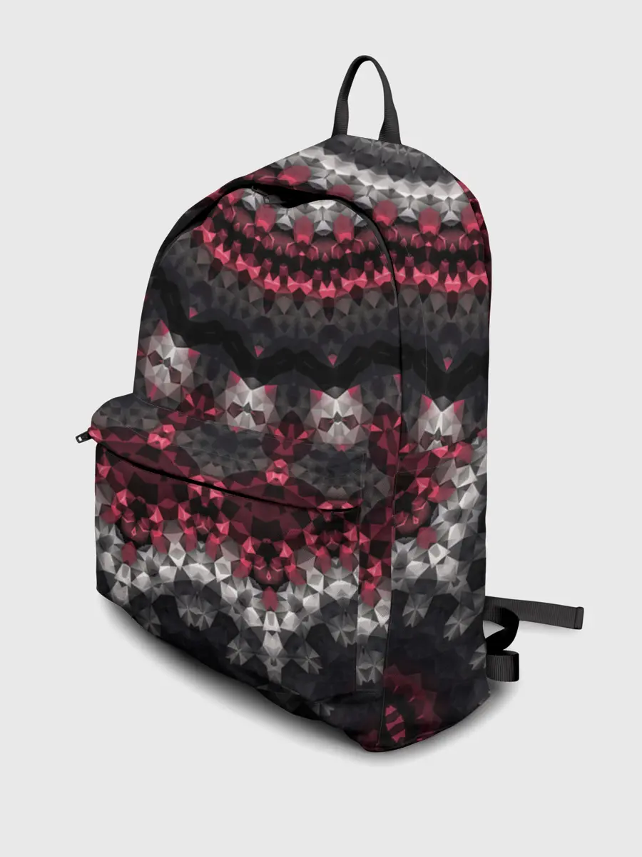 Рюкзак джинсовый / Красно-черный мозаичный узор