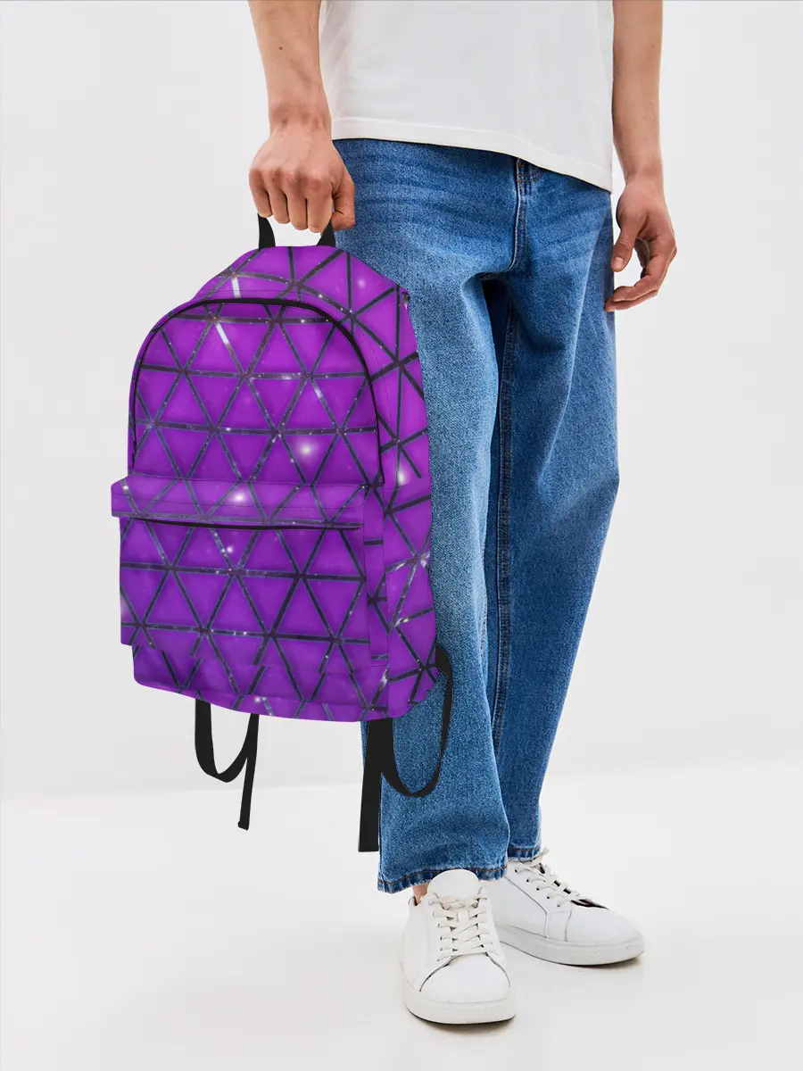 Рюкзак джинсовый / Фиолетовые треугольники