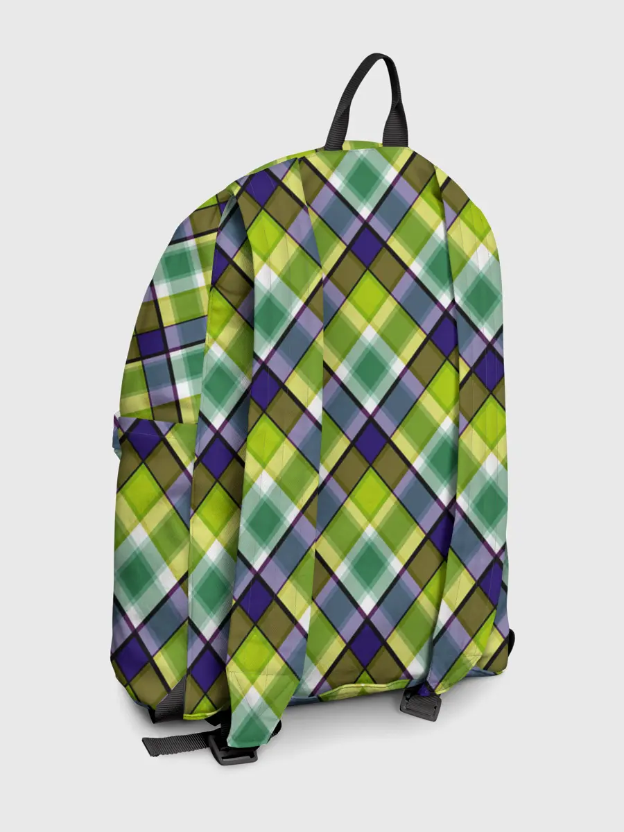 Рюкзак джинсовый / Крупный клетчатый косой узор