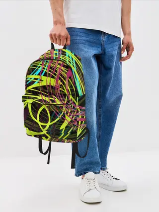Рюкзак джинсовый / Разноцветные спирали