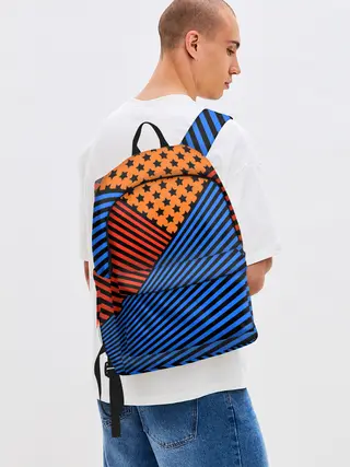 Рюкзак джинсовый / Комбинированный полосатый узор