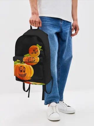Рюкзак джинсовый / Хэллоуин смешные тыквы