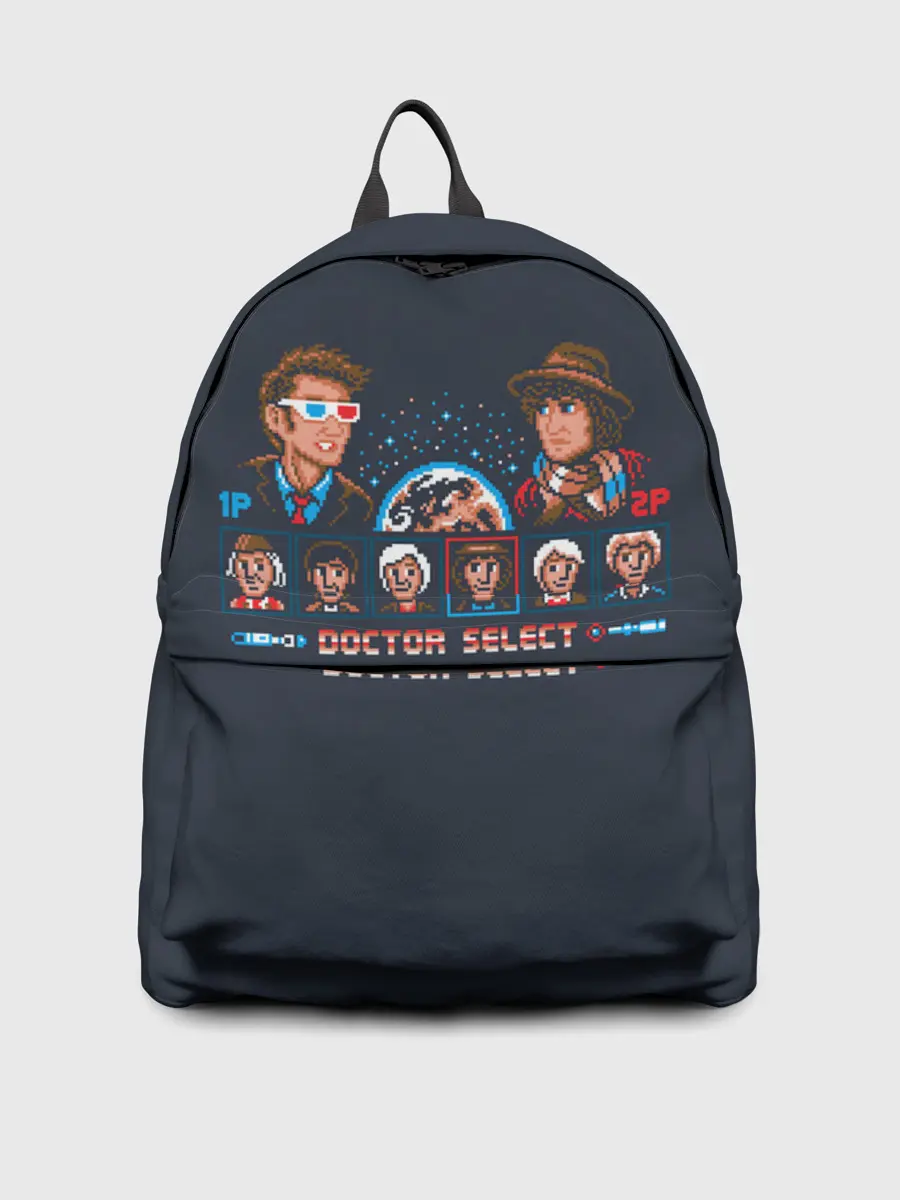 Рюкзак джинсовый / Доктор Кто 8 бит