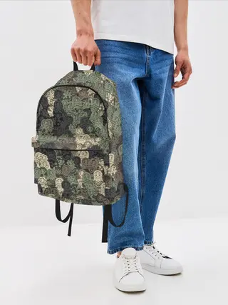 Рюкзак джинсовый / Камуфляж из матрёшек