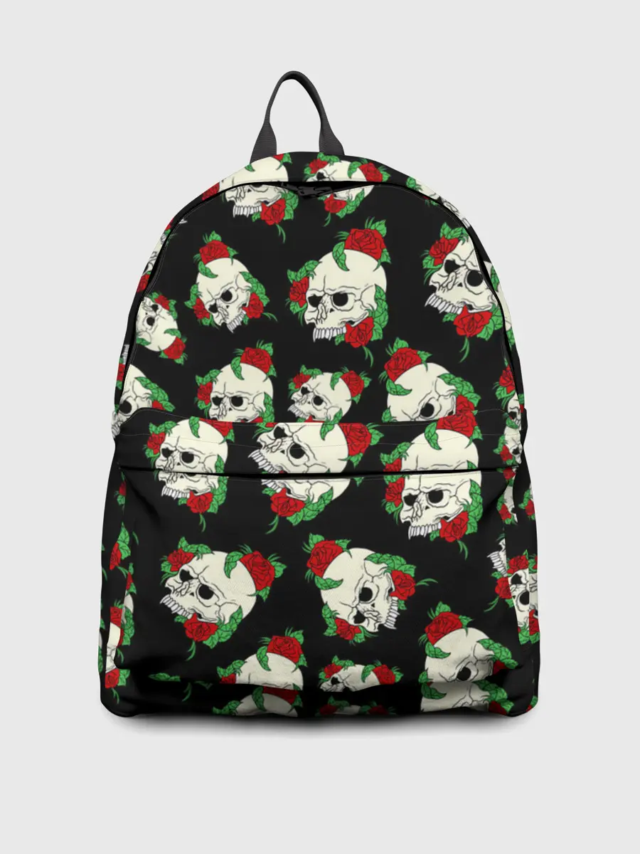 Рюкзак джинсовый / Черепа и розы / Skull and Roses