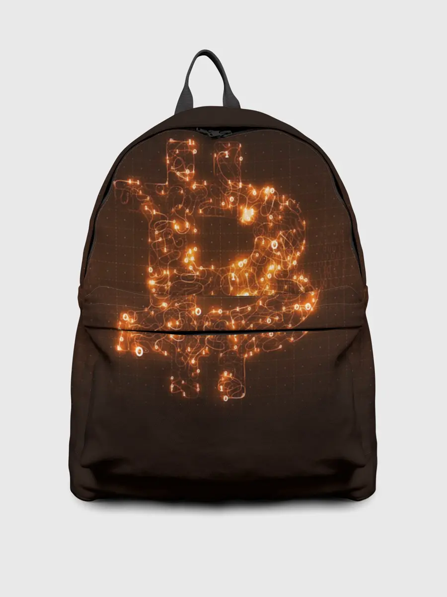 Рюкзак джинсовый / СВЕТЯЩИЙСЯ BITCOIN