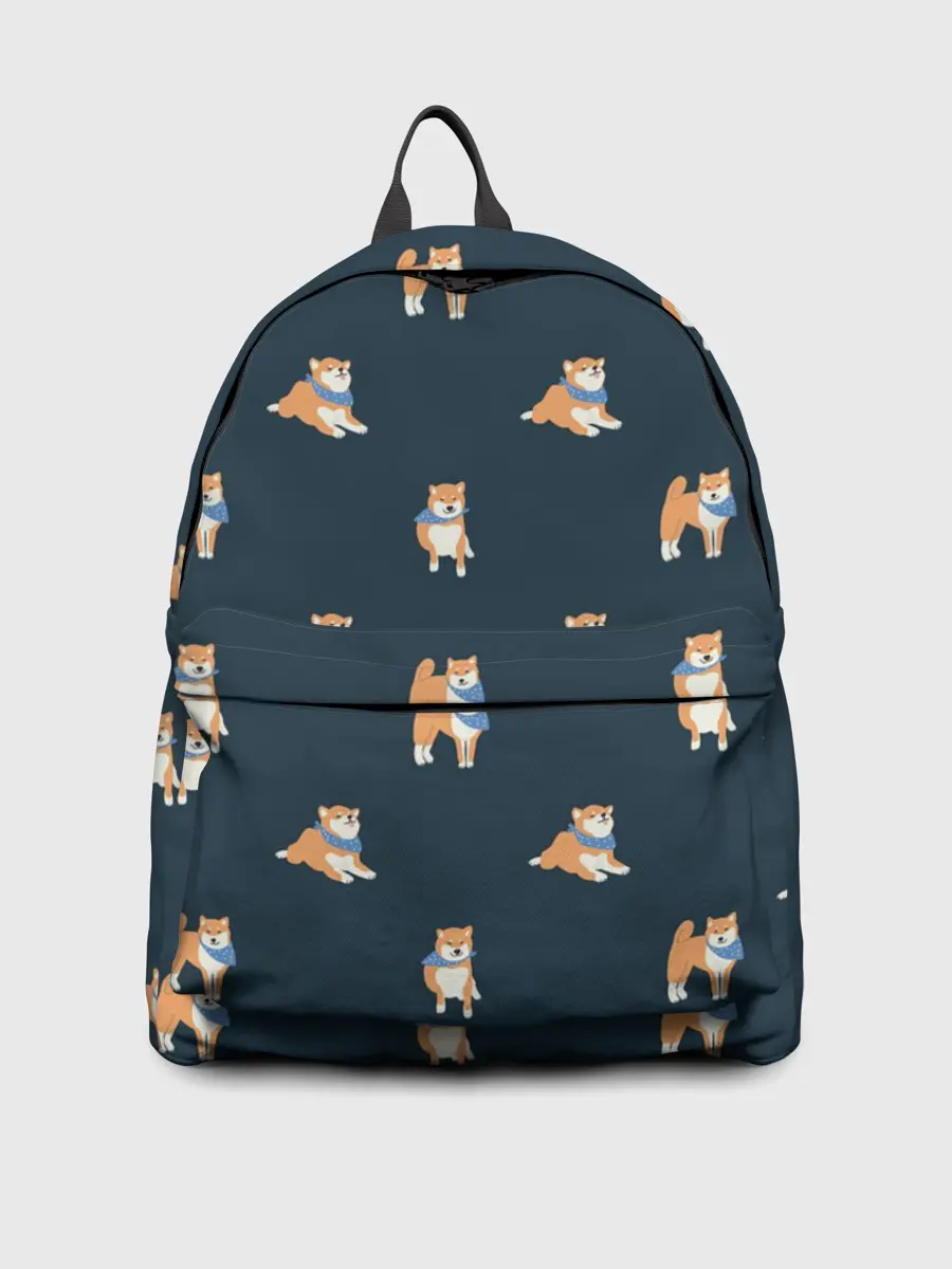 Рюкзак джинсовый / Шиба ину паттерн