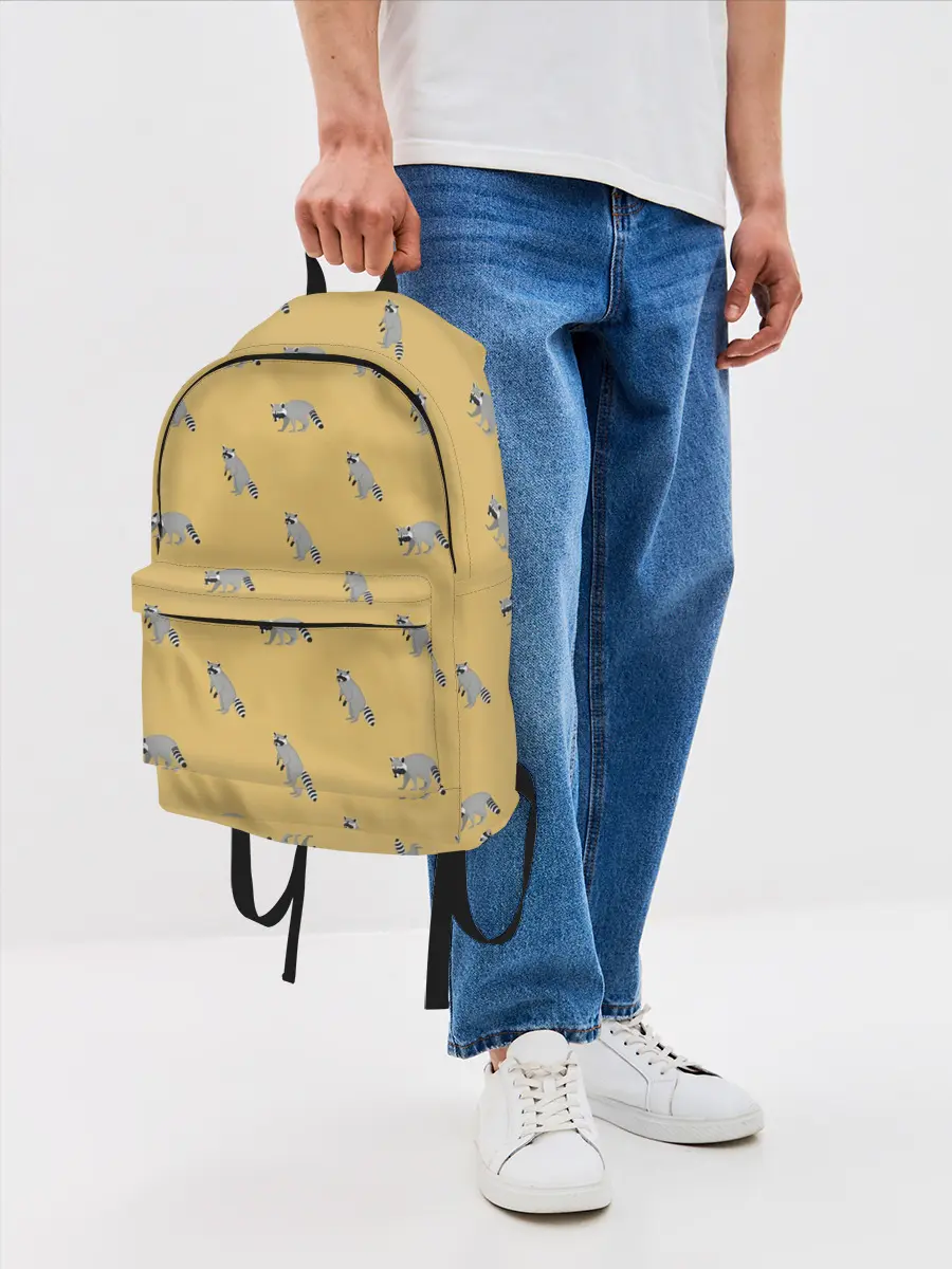 Рюкзак джинсовый / Еноты паттерн