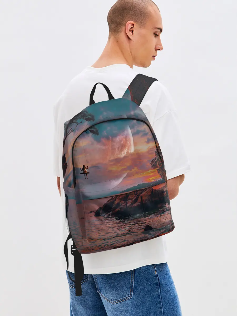 Рюкзак джинсовый / закат на качелях