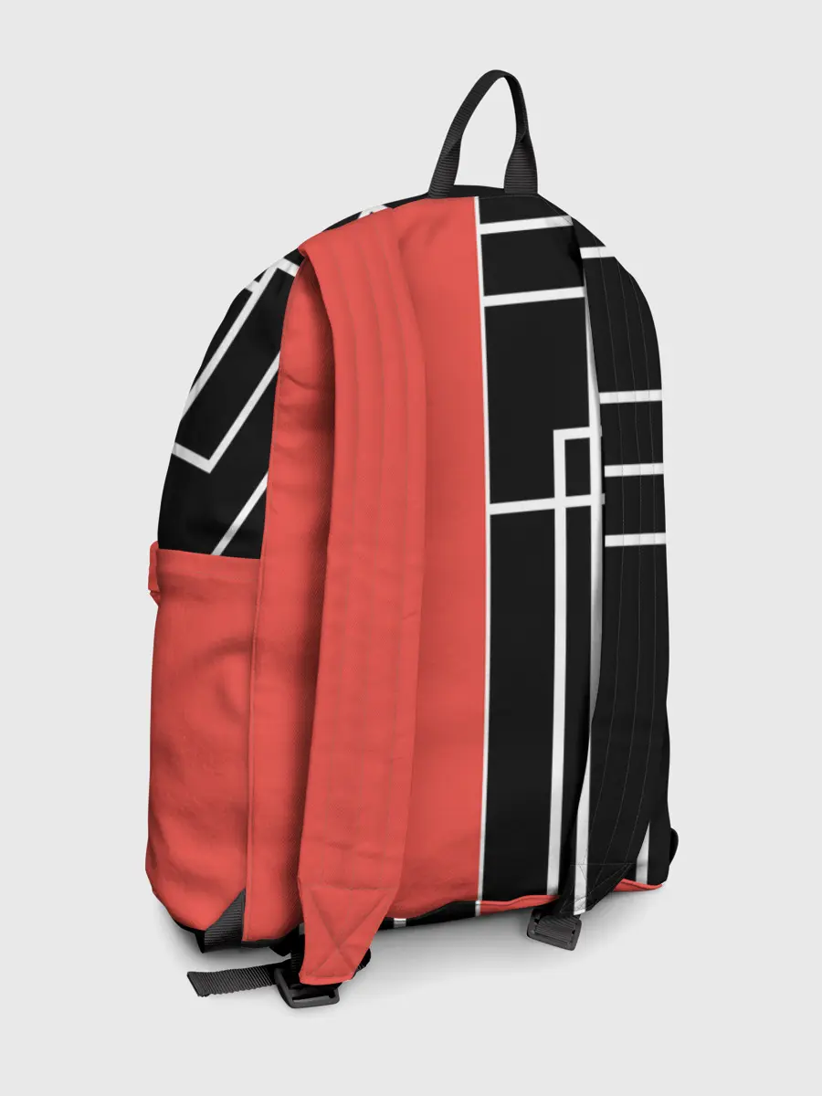 Рюкзак джинсовый / Черный и коралловый арт деко