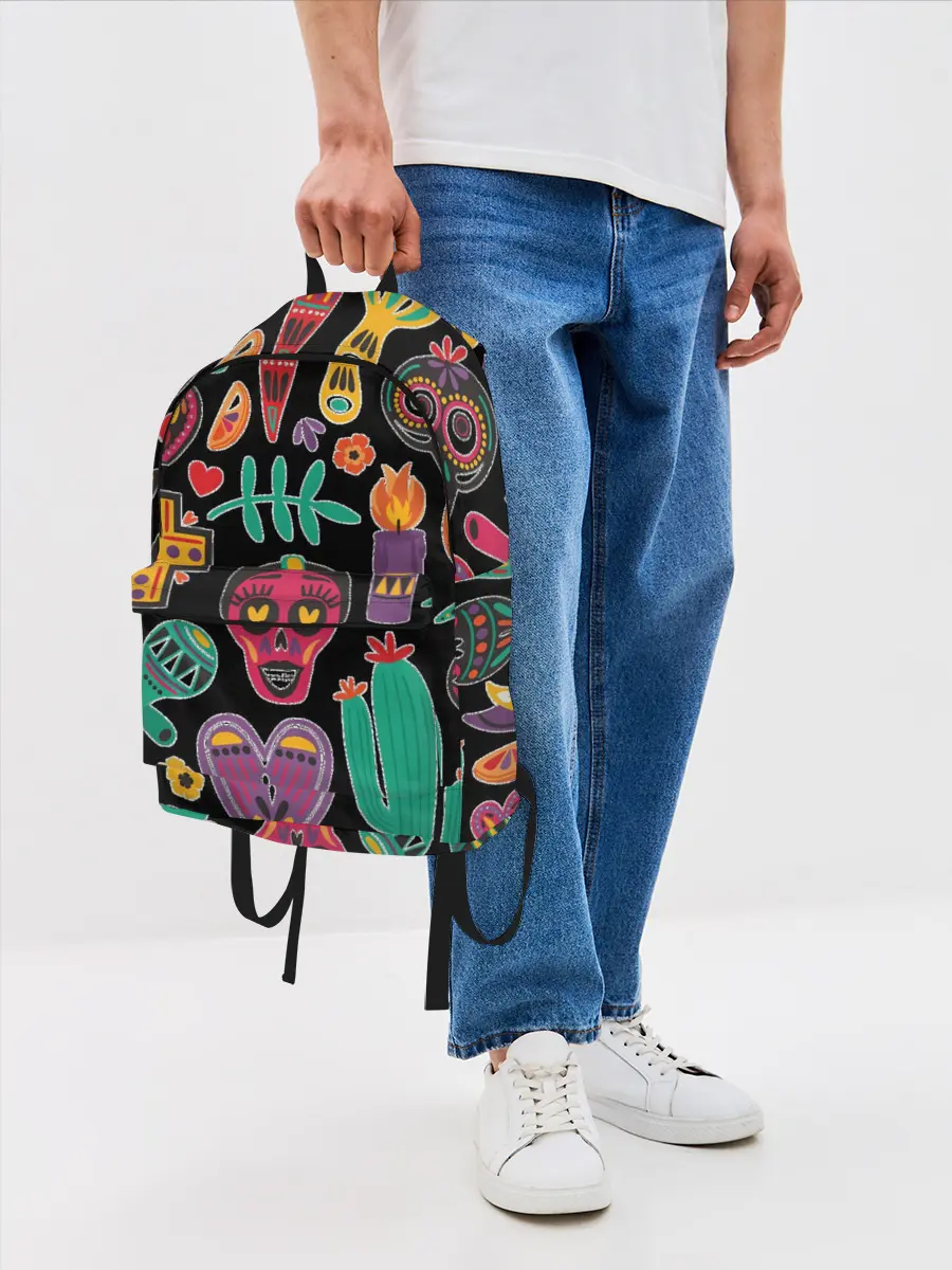 Рюкзак джинсовый / Весёлый и бодрый Хэллоуин