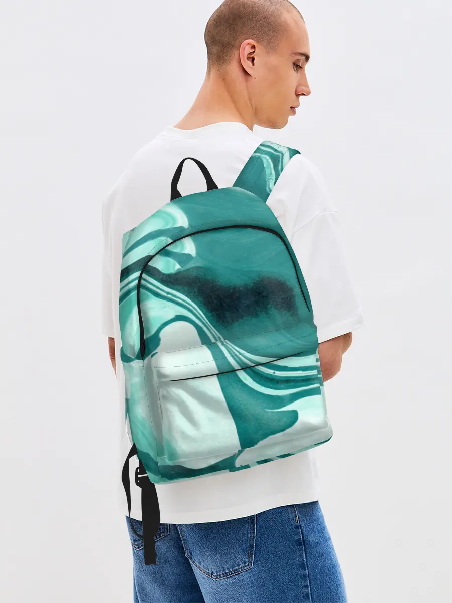 Рюкзак джинсовый / красочный зелёный развод