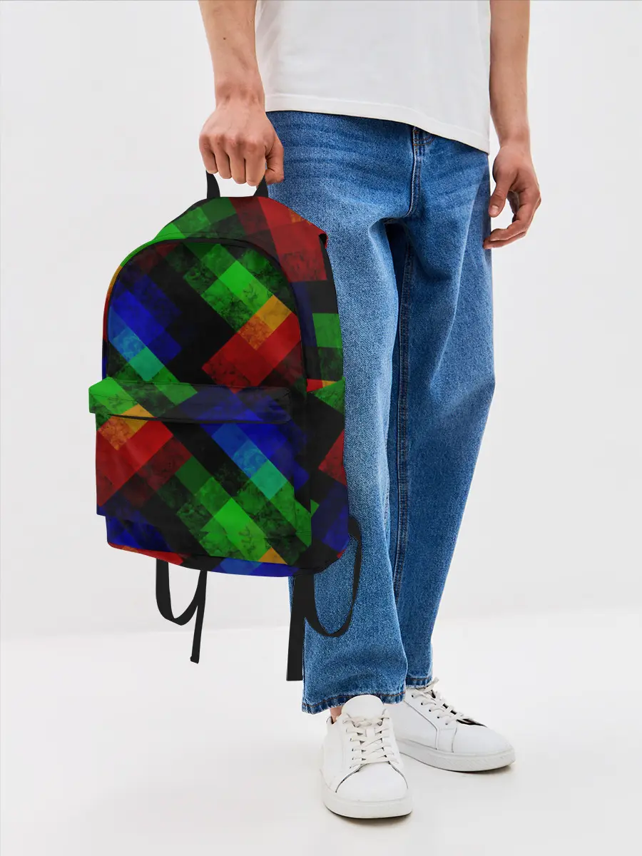 Рюкзак джинсовый / Разноцветный мраморный узор