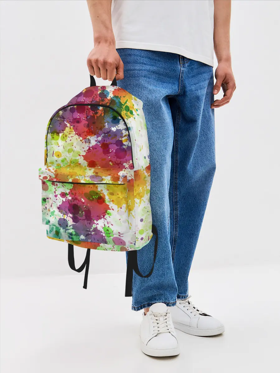 Рюкзак джинсовый / Красно-жёлтые пятна