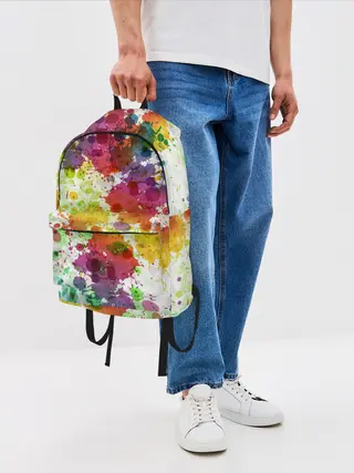 Рюкзак джинсовый / Красно-жёлтые пятна