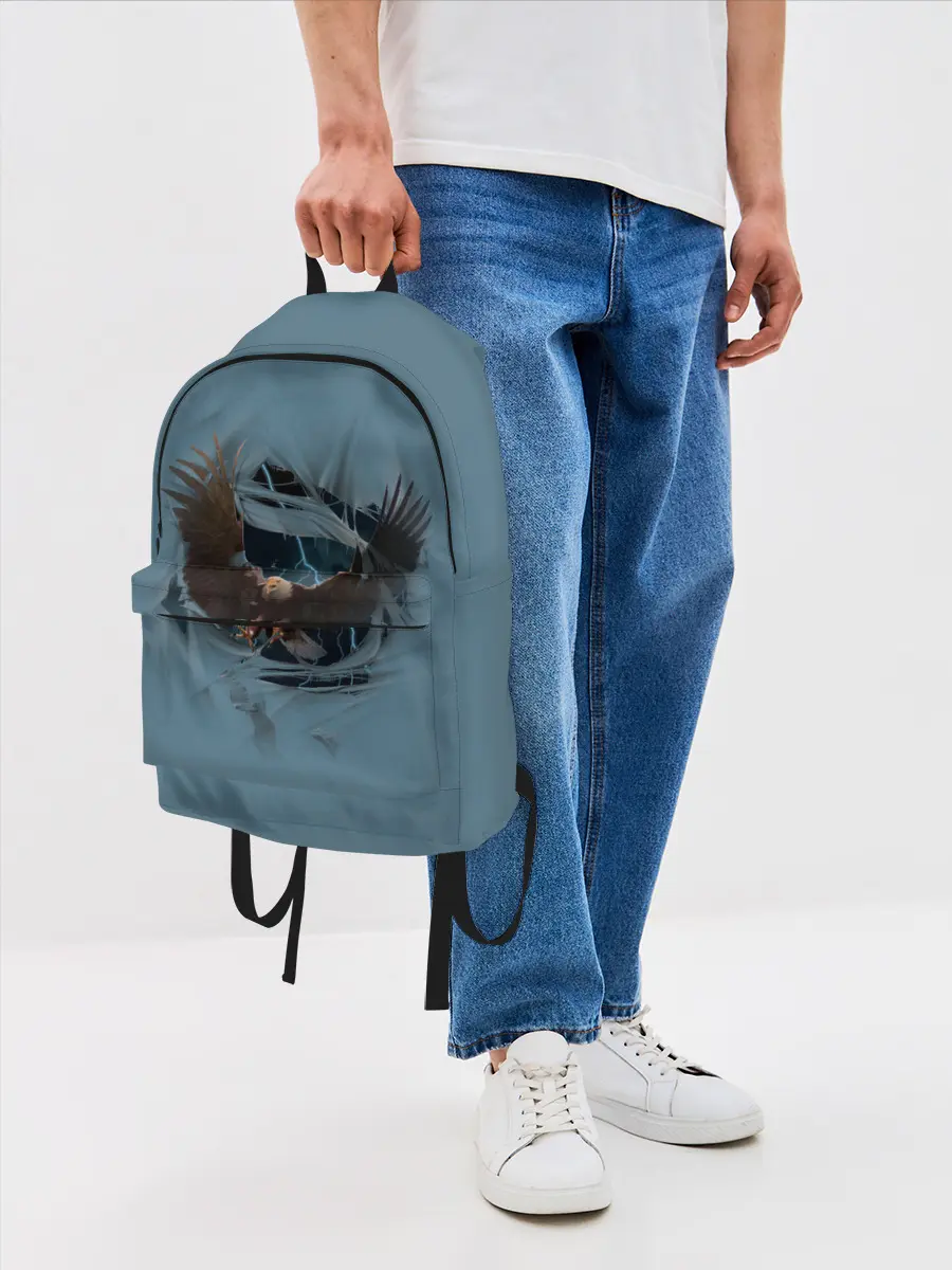 Рюкзак джинсовый / ОРЕЛ СКВОЗЬ ТКАНЬ