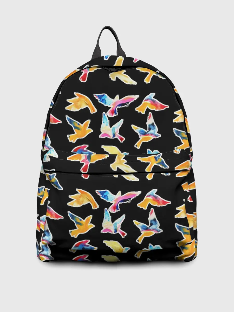 Рюкзак джинсовый / парящие акварельные птицы