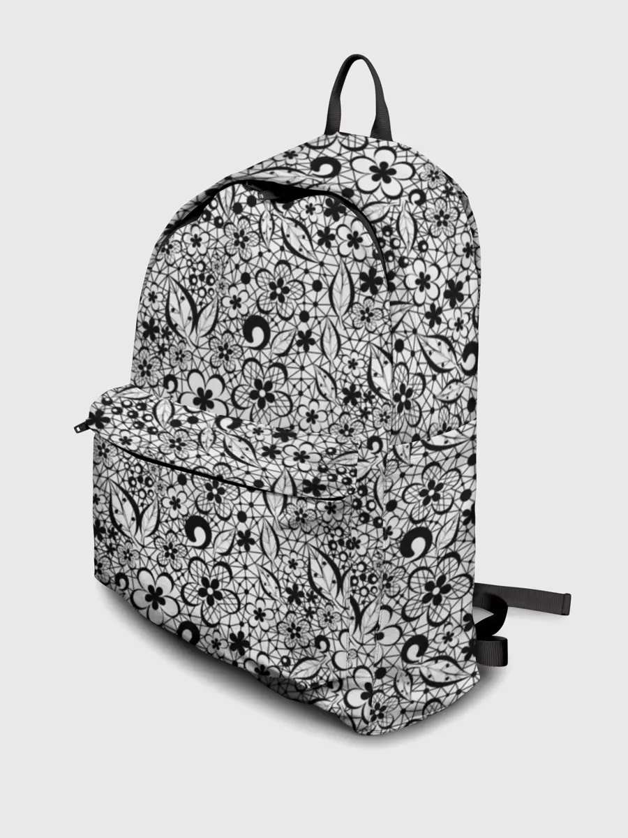 Рюкзак джинсовый / Черное кружево цветочное