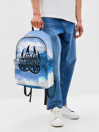 Рюкзак джинсовый / Печать Велеса | Волчья лапа