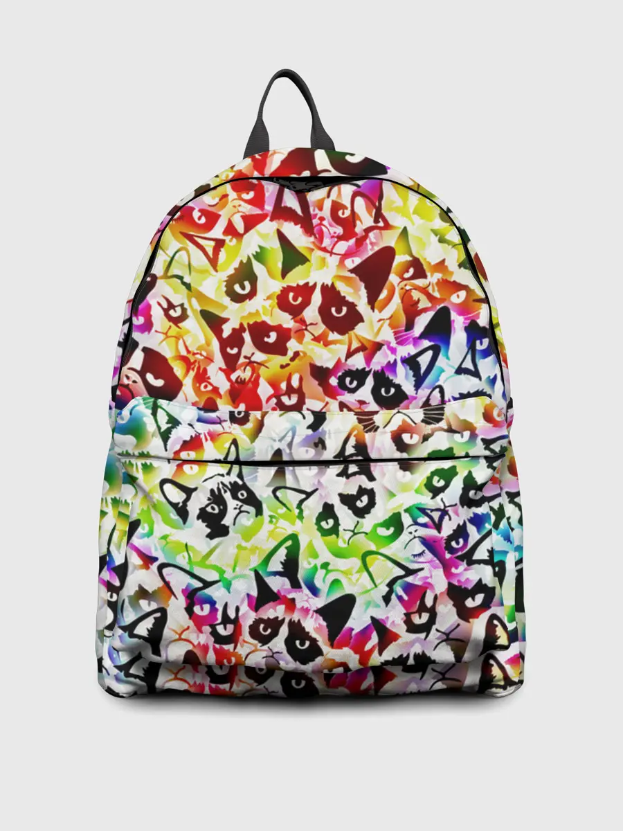 Рюкзак джинсовый / Веселый узор из грустных котов